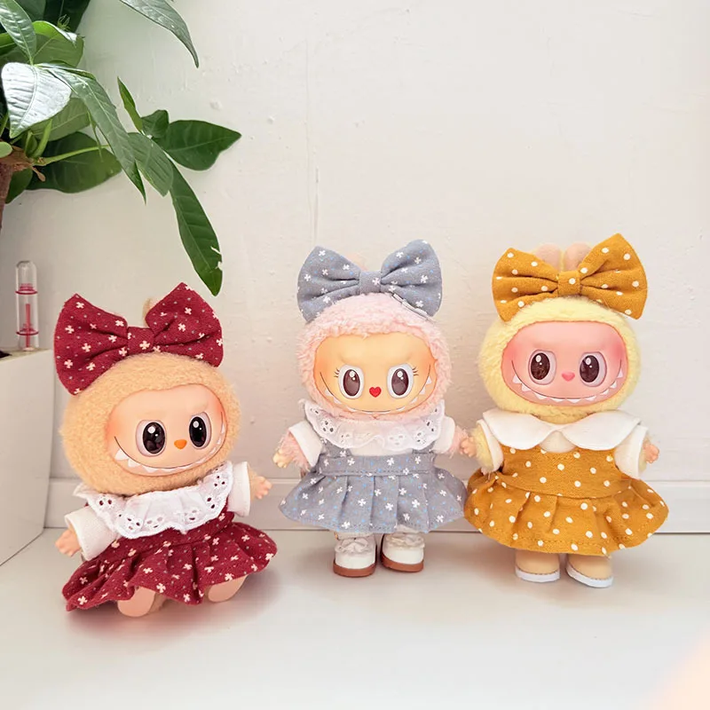 Clothes For 15/17cm LABUBU 1st-3rd Gen Sitting Pose Doll Outfit Only Polka-Dot Bellflower Princess Dress With Bow Hair Accessory 
Clothes For 15/17cm LABUBU 1st-3rd Gen Sitting Pose Doll Outfit Only Polka-Dot Bellflower Princess Dress With Bow Hair Accessory