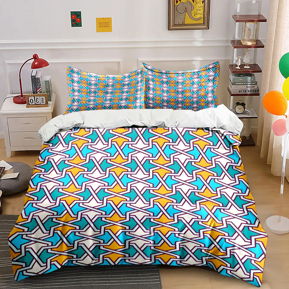 Colorful geometric repeating pattern Print Soft Comfortable Duvet Cover Bedding Set Included 1*Duvet Cover 2*Pillowcases
Colorful geometric repeating pattern Print Soft Comfortable Duvet Cover Bedding Set Included 1*Duvet Cover 2*Pillowcases