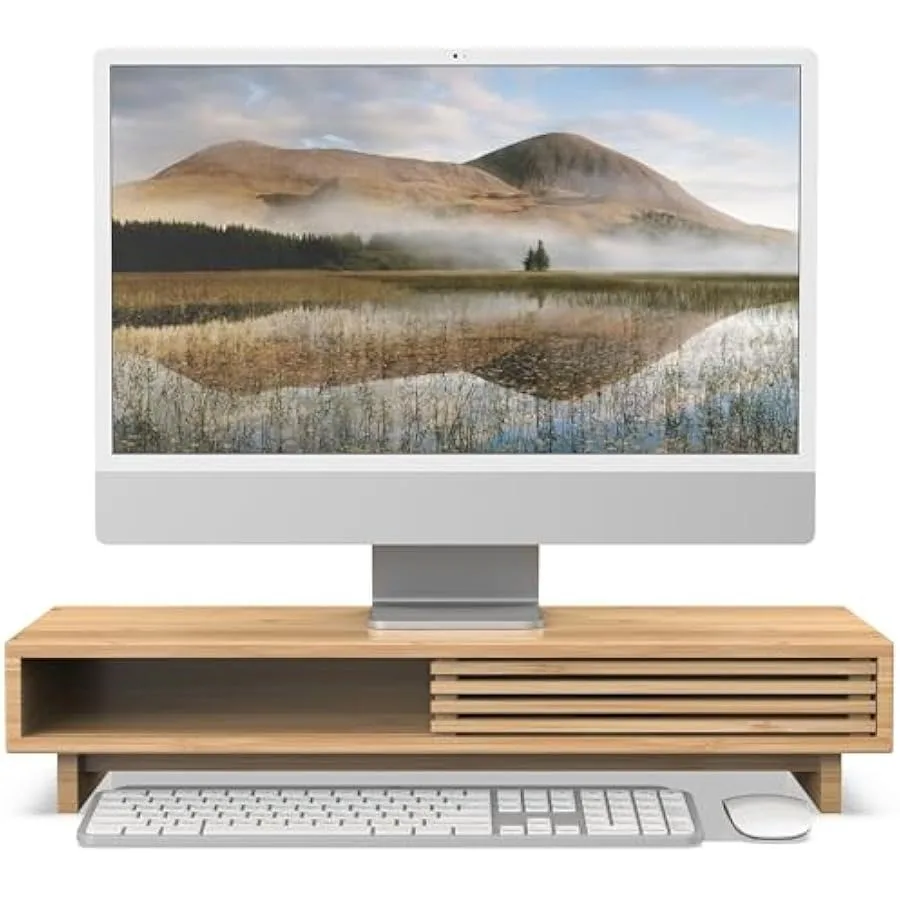 Monitor Stand Riser 25 Inch Premium Bamboo Desk Shelf Organizer with Sliding Door Natural
Monitor Stand Riser 25 Inch Premium Bamboo Desk Shelf Organizer with Sliding Door Natural