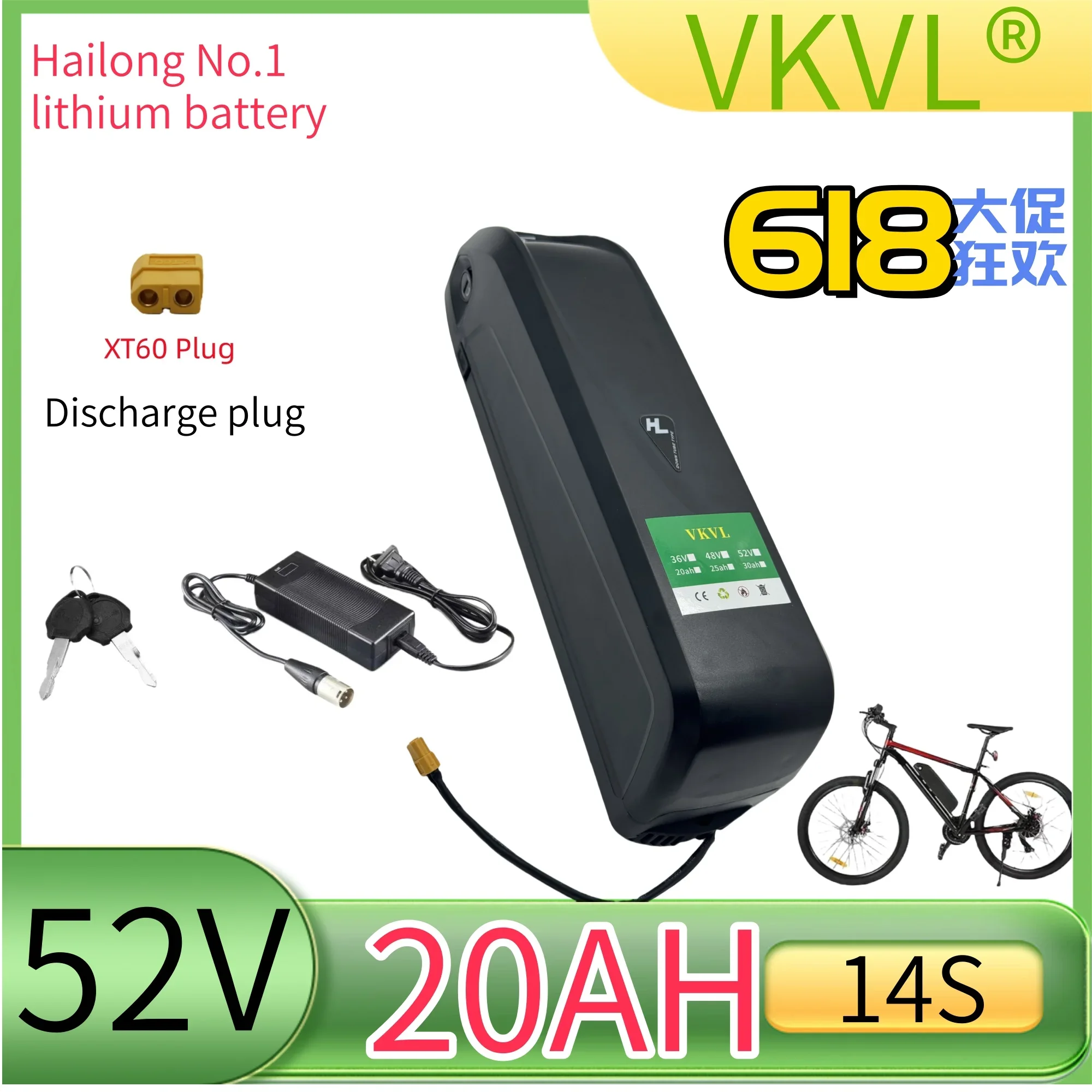 Air fast transportation,New Full Capacity Power,18650 Hailong Battery,52V 20AH Lithium Battery Pack,Suitable for 250-3000W
Air fast transportation,New Full Capacity Power,18650 Hailong Battery,52V 20AH Lithium Battery Pack,Suitable for 250-3000W