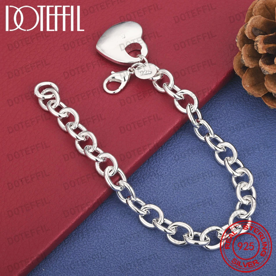 Charming 925 Sterling Silver 8-inch Exquisite Polished Heart Bracelet, Fashionable Women's Party Accessory Jewelry
Charming 925 Sterling Silver 8-inch Exquisite Polished Heart Bracelet, Fashionable Women's Party Accessory Jewelry