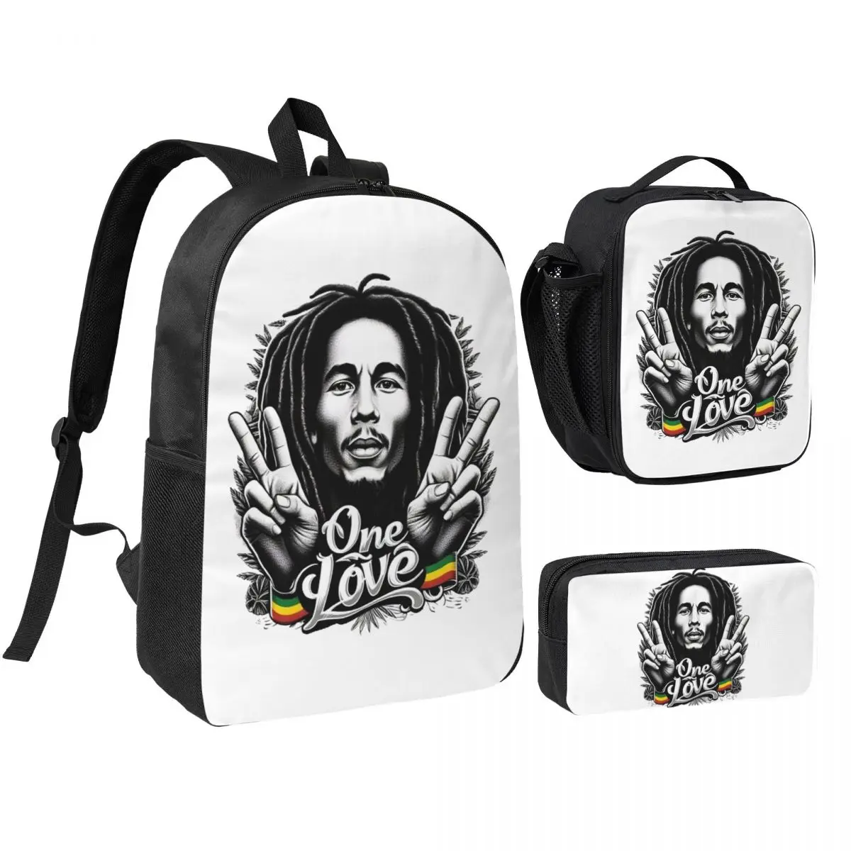 Bob Marley Reggae Backpack Student BookBag School Bag Shoulder Bags 3ps Insulated Lunch Bag Pencil Case
Bob Marley Reggae Backpack Student BookBag School Bag Shoulder Bags 3ps Insulated Lunch Bag Pencil Case