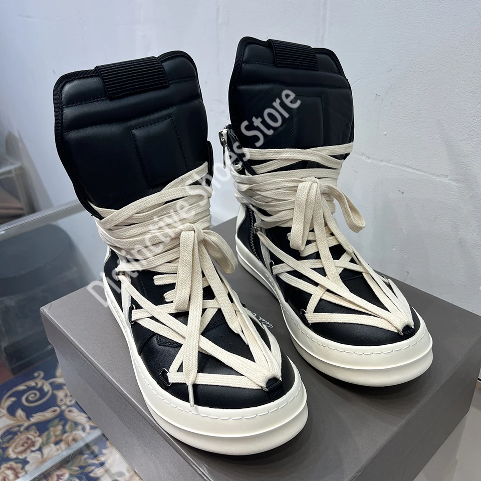 Men Women RO Style Five-pointed Star Laces High Top Sneakers Genuine Leather Crazy-looking Strap-Adorned Inverted Triangle Shoes
Men Women RO Style Five-pointed Star Laces High Top Sneakers Genuine Leather Crazy-looking Strap-Adorned Inverted Triangle Shoes