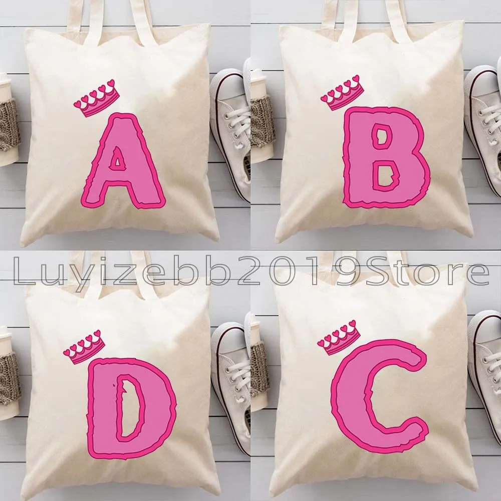 Милая ярко-розовая сумка-шоппер с короной и буквой (от A до Z) для девочек и женщин, холщовая сумка через плечо в стиле Харадзюку, многоразовая, экологичная
Милая ярко-розовая сумка-шоппер с короной и буквой (от A до Z) для девочек и женщин, холщовая сумка через плечо в стиле Харадзюку, многоразовая, экологичная