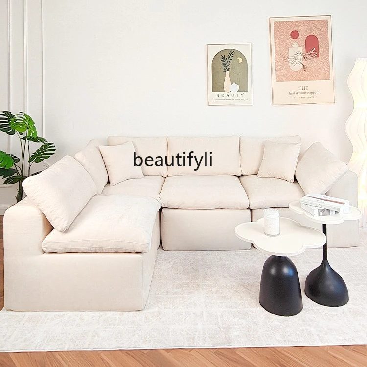 Cloud Sofa L-Shaped Straight Compression Fabric Sofa Living Room Small Apartment Wabi-Sabi Minimalist Cream Style Sofa
Cloud Sofa L-Shaped Straight Compression Fabric Sofa Living Room Small Apartment Wabi-Sabi Minimalist Cream Style Sofa