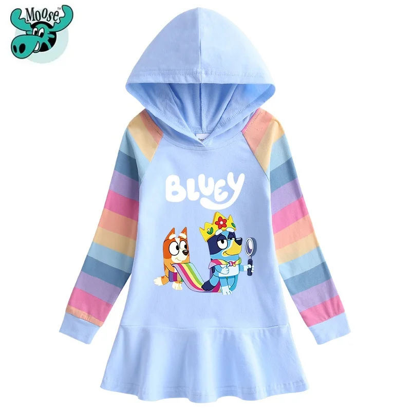 Cartoon Cute Girl Long Sleeved Princess Dress Dog Crown Bluey Bingo Pattern Pure Cotton Hooded Rainbow Guard Dress Girl Gift
Cartoon Cute Girl Long Sleeved Princess Dress Dog Crown Bluey Bingo Pattern Pure Cotton Hooded Rainbow Guard Dress Girl Gift