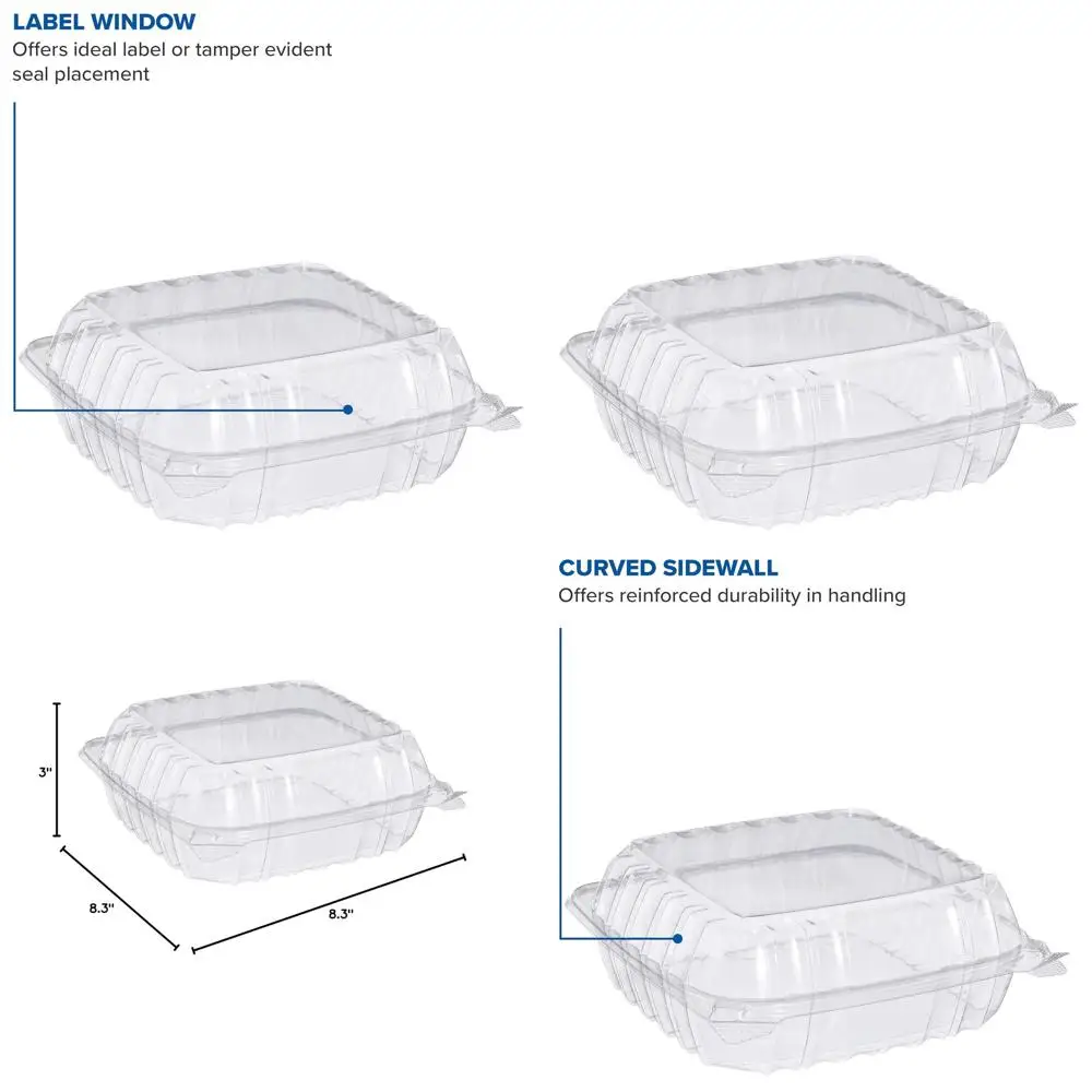 Пластиковые контейнеры с откидной крышкой, прозрачные, 8,2 x 8,3 x 3 дюйма, упаковка 250 шт.
Пластиковые контейнеры с откидной крышкой, прозрачные, 8,2 x 8,3 x 3 дюйма, упаковка 250 шт.