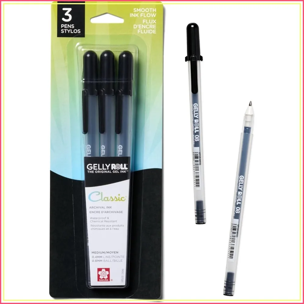 3-Piece Gelly Roll Medium Point Gel Ink Pen Set, Black
3-Piece Gelly Roll Medium Point Gel Ink Pen Set, Black