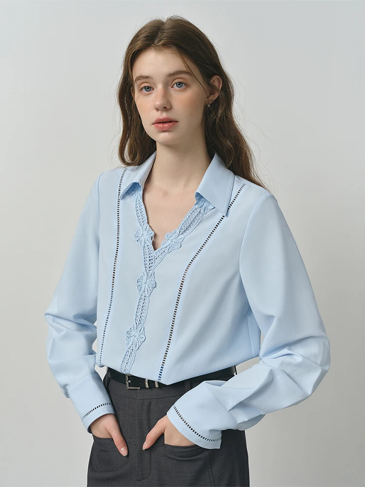 Lace Splicing Embroidery Heavy Work Long Sleeve Shirt Women Summer New Style Loose Fit Casual Fashion Top Van Slivern
Lace Splicing Embroidery Heavy Work Long Sleeve Shirt Women Summer New Style Loose Fit Casual Fashion Top Van Slivern