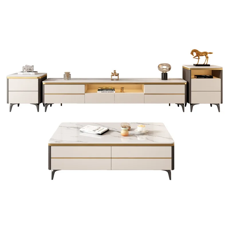 Rock slab coffee table TV cabinet combination, simple square light luxury coffee table video cabinet
Rock slab coffee table TV cabinet combination, simple square light luxury coffee table video cabinet