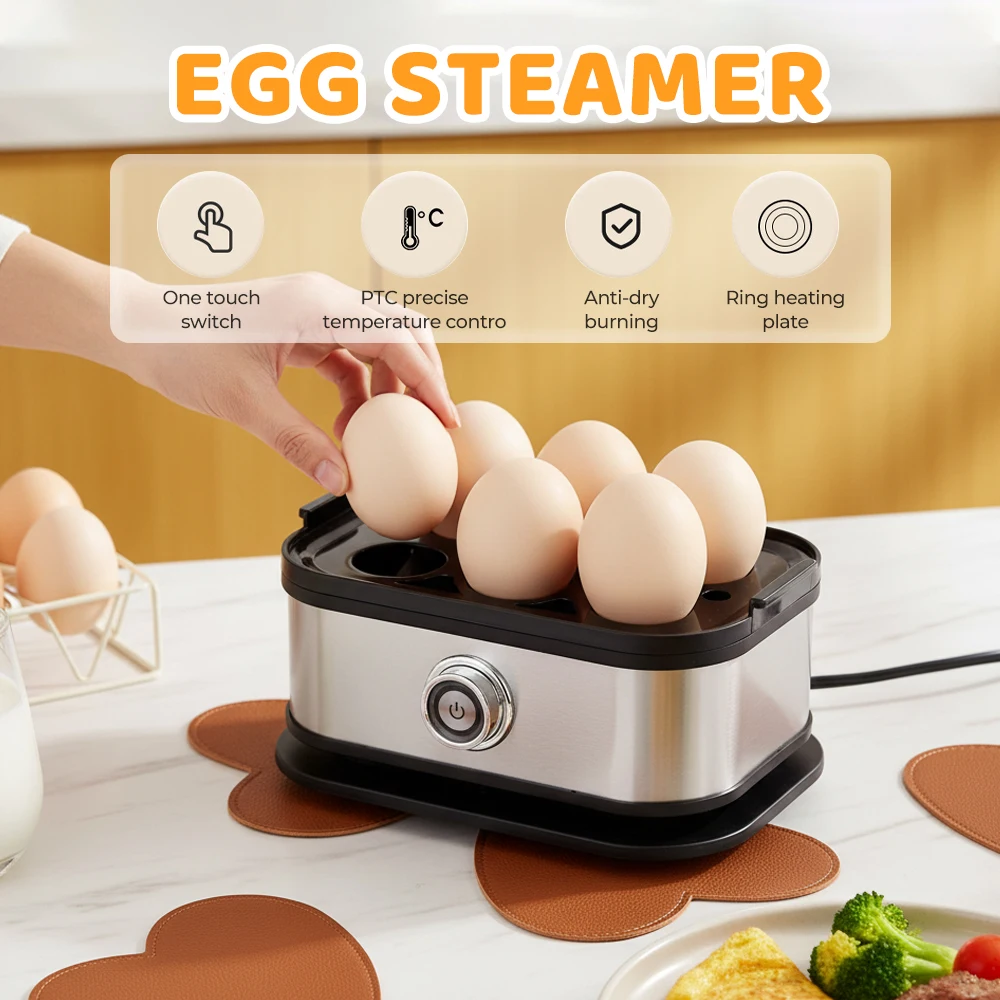 Egg Steamer,200W Power Eggs Boiler Space Saving Auto Shut-Off Smart Egg Cooker 6 Eggs Capacity Stainless Steel Rapid Egg Cooker
Egg Steamer,200W Power Eggs Boiler Space Saving Auto Shut-Off Smart Egg Cooker 6 Eggs Capacity Stainless Steel Rapid Egg Cooker