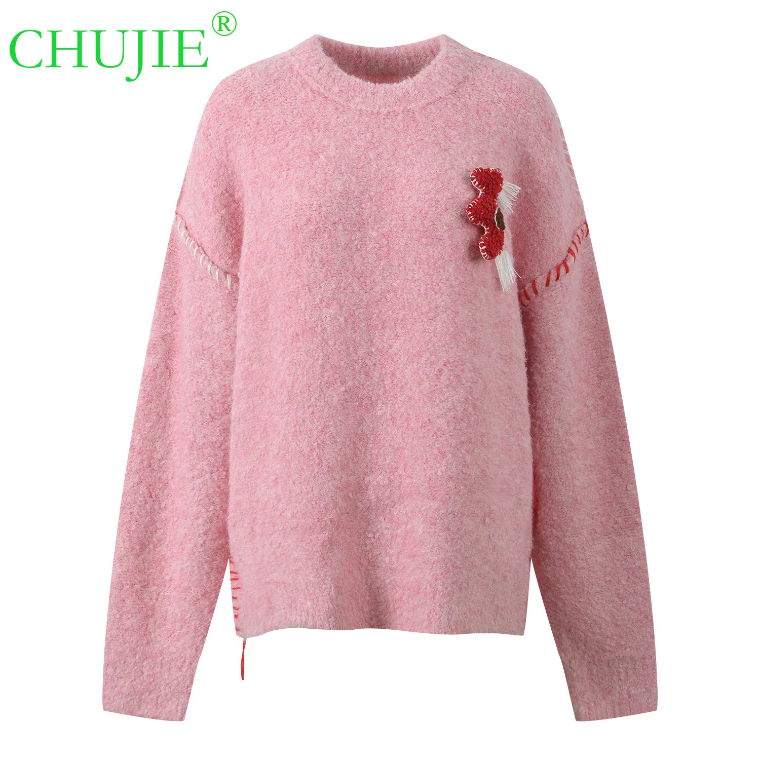 CHUJIE 2025 Winter New Fashionable Elegant 3D Pony Decoration Round Neck Loose Gentle Soft Knitted Sweater Top
CHUJIE 2025 Winter New Fashionable Elegant 3D Pony Decoration Round Neck Loose Gentle Soft Knitted Sweater Top