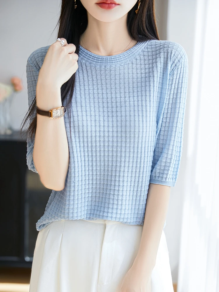 Футболка для похудения ort Sve round Ne, женский модный тонкий вязаный топ, новинка Sle f Sve, летняя повседневная одежда
Футболка для похудения ort Sve round Ne, женский модный тонкий вязаный топ, новинка Sle f Sve, летняя повседневная одежда