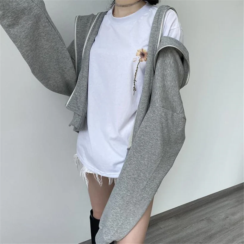 New Autumn 2023 Gray Spring Double Zipper Jacket Hooded Sweatshirt Women's High Street Fake Two-piece Top
New Autumn 2023 Gray Spring Double Zipper Jacket Hooded Sweatshirt Women's High Street Fake Two-piece Top