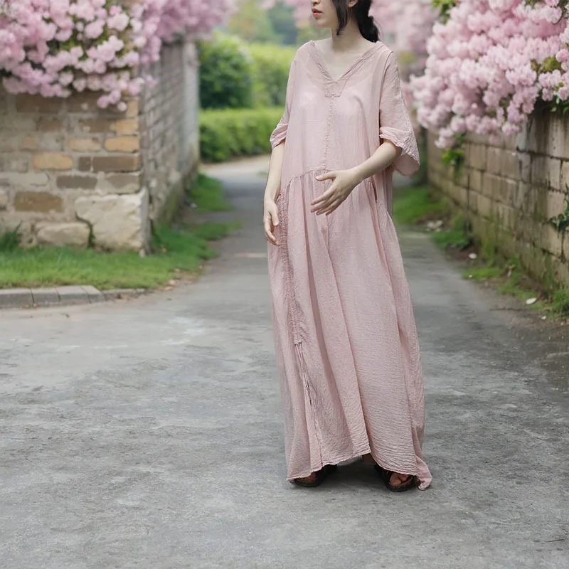 Women Summer 2024 Casual Drawstring V-Neck Short Sleeve Boho Maxi Dress High Waist Elegant Loose Holiday Beach Party Vestidos
Women Summer 2024 Casual Drawstring V-Neck Short Sleeve Boho Maxi Dress High Waist Elegant Loose Holiday Beach Party Vestidos