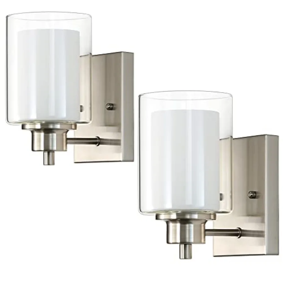 2 Pack Bath Vanity Light Fixtures 1-Light, Indoor Wall Light with Dual Glass Shade, Modern Bathroom Wall Scone Lighting, Vintag
2 Pack Bath Vanity Light Fixtures 1-Light, Indoor Wall Light with Dual Glass Shade, Modern Bathroom Wall Scone Lighting, Vintag