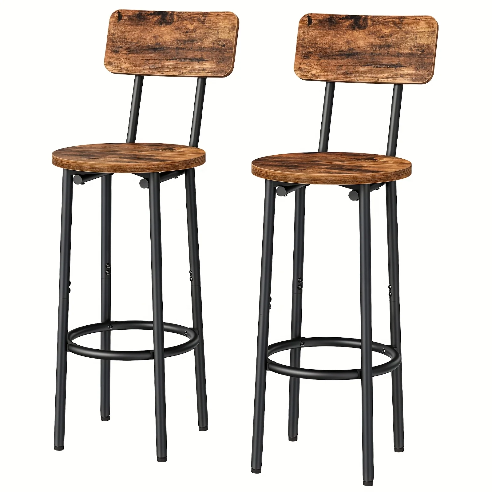 Rustic Brown And Black, Bar Stools, Set Of 2 Round Bar Stools With Back, 25.2" Bar Chairs For Kitchen Island, Dining Room
Rustic Brown And Black, Bar Stools, Set Of 2 Round Bar Stools With Back, 25.2" Bar Chairs For Kitchen Island, Dining Room