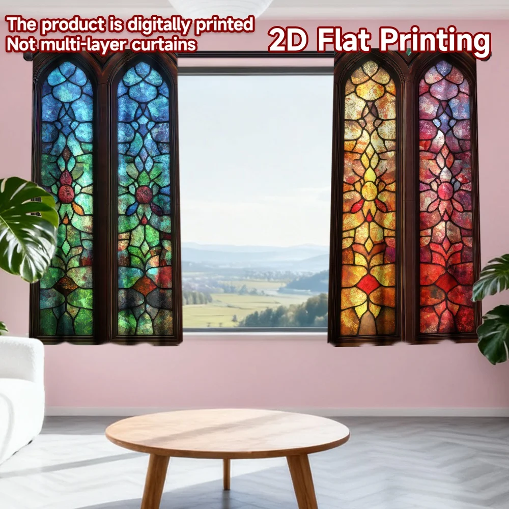2D flat printing 2pcs Window Curtains Colorful Stained Glass Digital Printed Polyester Drapes Party Decorations for Indoor
2D flat printing 2pcs Window Curtains Colorful Stained Glass Digital Printed Polyester Drapes Party Decorations for Indoor