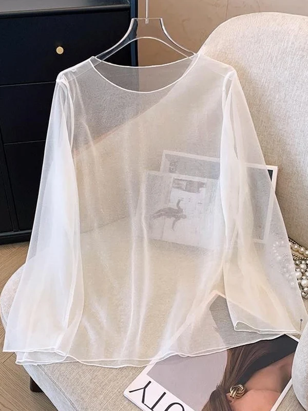 Women's Loose Long Sleeve T-Shirt Cover up Transparent Mesh Outerwear Top Summer Anti UV Casual Style Polyester Fiber
Women's Loose Long Sleeve T-Shirt Cover up Transparent Mesh Outerwear Top Summer Anti UV Casual Style Polyester Fiber
