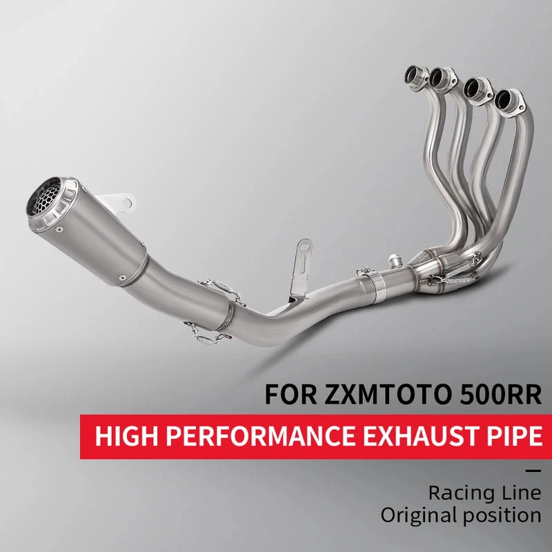 Motorcycle Slip-On Full Exhaust System Muffler for ZXMOTO 500RR, Direct Connection to OEM Exhaust
Motorcycle Slip-On Full Exhaust System Muffler for ZXMOTO 500RR, Direct Connection to OEM Exhaust