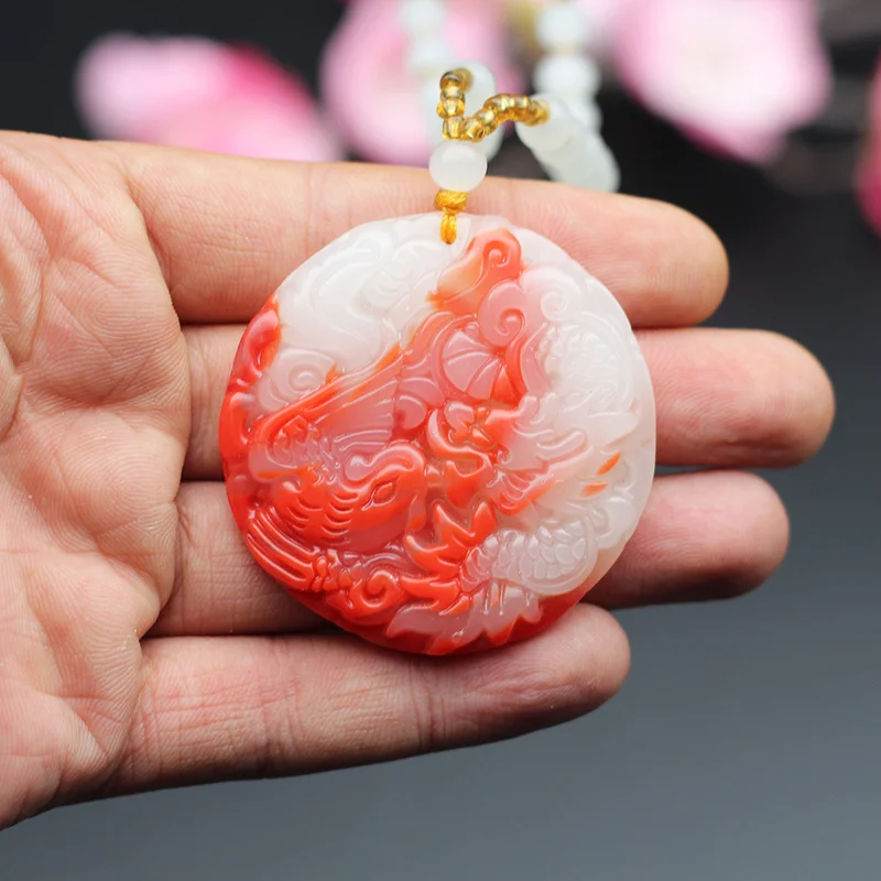 Jade Dragon Phoenix Pendant Necklace Natural Red White Jadeite Fashion Charm Jewelry Accessories Amulet Gift for Men Women Lover
Jade Dragon Phoenix Pendant Necklace Natural Red White Jadeite Fashion Charm Jewelry Accessories Amulet Gift for Men Women Lover
