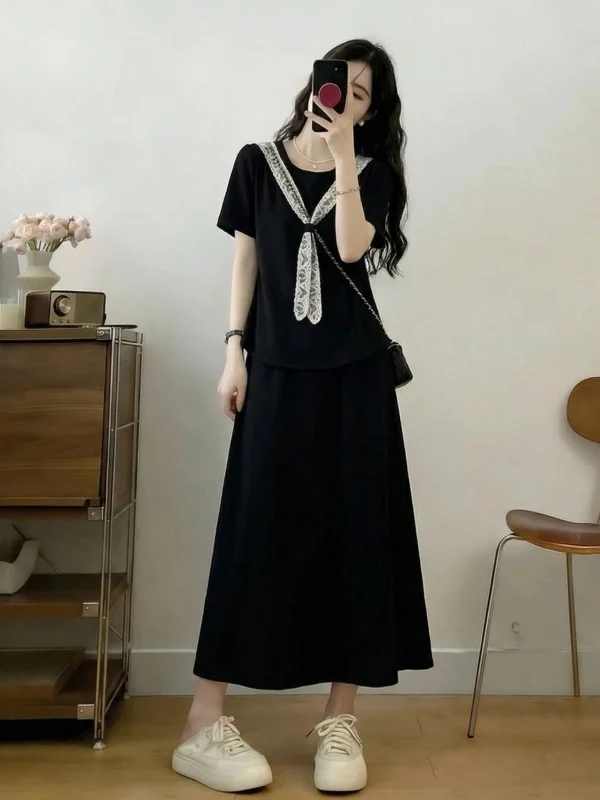 plus Size Women's Summer Fashion Set Black Shoulder Shawl Short Sleeve High Waist A-Line Dress Casual Commute Style Ensemble
plus Size Women's Summer Fashion Set Black Shoulder Shawl Short Sleeve High Waist A-Line Dress Casual Commute Style Ensemble