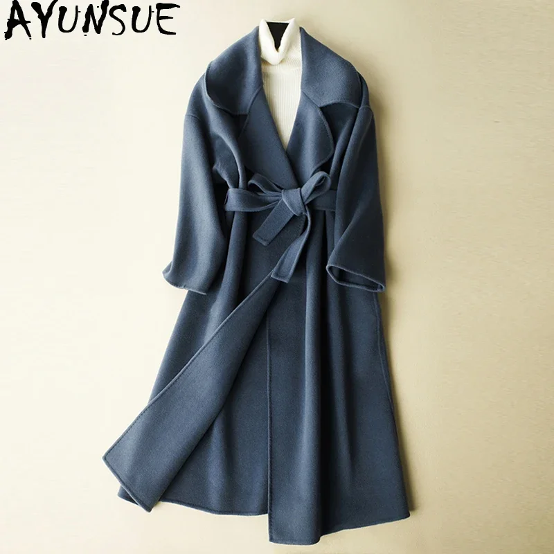 AYUNSUE 100% Pure Wool Coat Female 2020 Korean Fashion Double-sided Women Wool Coats Long Autumn Winter Jacket With Belt 1604032
AYUNSUE 100% Pure Wool Coat Female 2020 Korean Fashion Double-sided Women Wool Coats Long Autumn Winter Jacket With Belt 1604032
