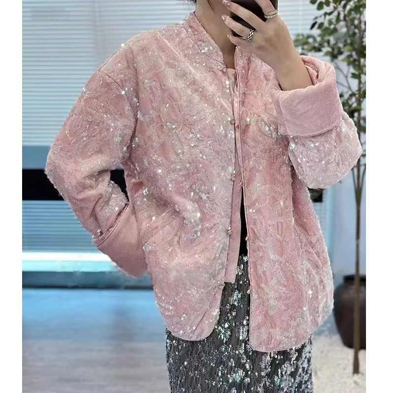 Autumn Pink Young Fashion sequin Embroidered Coat Chinese Style Women 2024 New Retro Stand Collar Single Breasted Top S-L
Autumn Pink Young Fashion sequin Embroidered Coat Chinese Style Women 2024 New Retro Stand Collar Single Breasted Top S-L