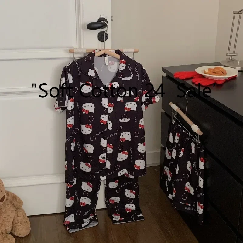 2025 new black hello kitty comfortable women's pajamas summer three-piece set short sleeves shorts trousers cute hello kitty
2025 new black hello kitty comfortable women's pajamas summer three-piece set short sleeves shorts trousers cute hello kitty