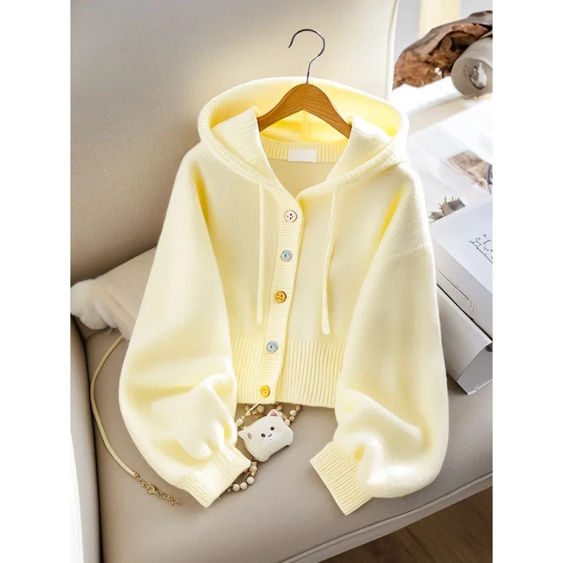 Желтый свободный ленивый Sle, высококачественная толстовка с капюшоном, вязаный свитер, пальто, осень 2023, новый женский вязаный открытый кардиган, топ 
Желтый свободный ленивый Sle, высококачественная толстовка с капюшоном, вязаный свитер, пальто, осень 2023, новый женский вязаный открытый кардиган, топ