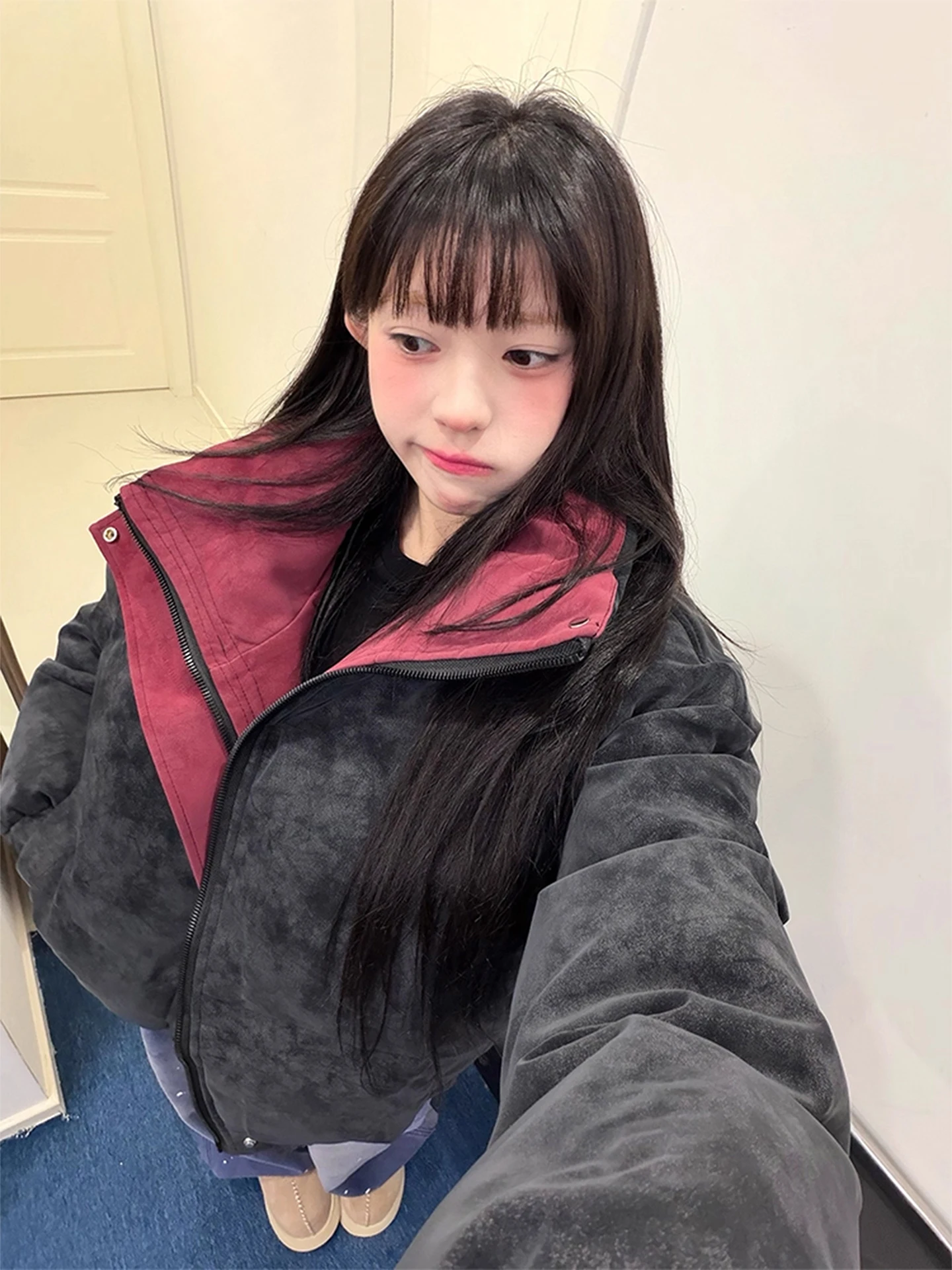 Bla Matte PU Leather Cotton Jaet Men Women Winter Thiened ort Bread Sle Flight Jaet Cotton Coat Youth Trendy
Bla Matte PU Leather Cotton Jaet Men Women Winter Thiened ort Bread Sle Flight Jaet Cotton Coat Youth Trendy