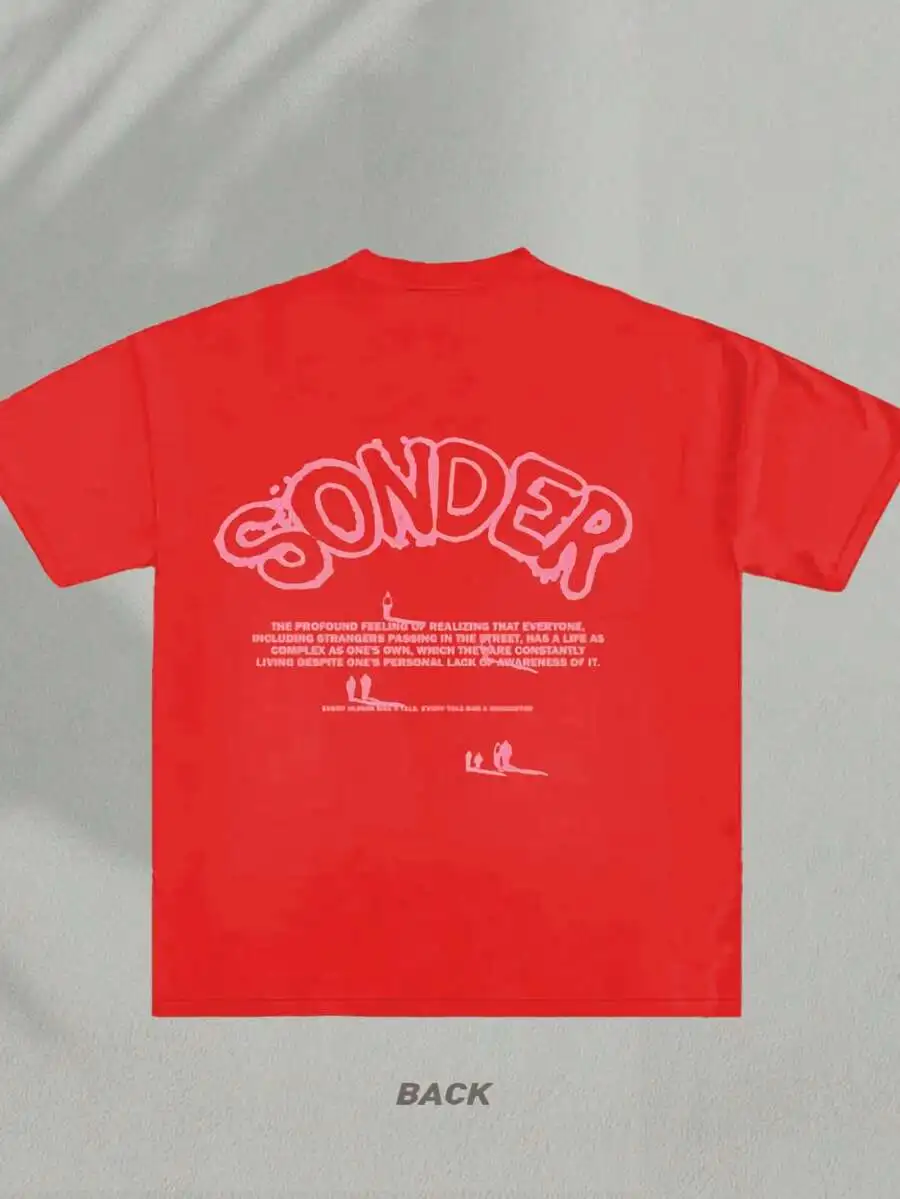 Red Short Sleeve Cotton Tee With Pink Sonder Graphic Print Casual Streetwear
Red Short Sleeve Cotton Tee With Pink Sonder Graphic Print Casual Streetwear