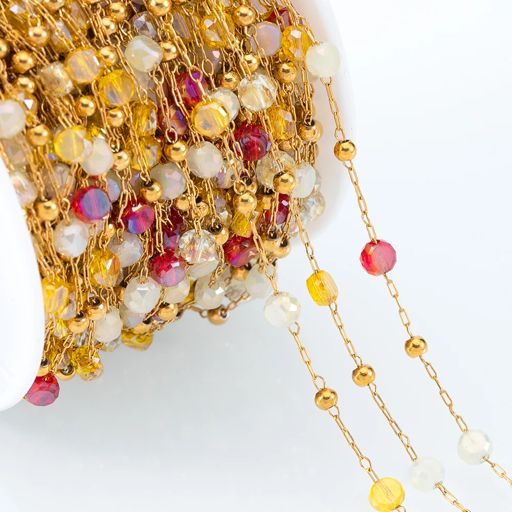 1M Stainless Steel Round Crystal Beaded Chains Gold Color Link Chain for DIY Boho Necklace Bracelet Chain Jewelry Making Materia
1M Stainless Steel Round Crystal Beaded Chains Gold Color Link Chain for DIY Boho Necklace Bracelet Chain Jewelry Making Materia