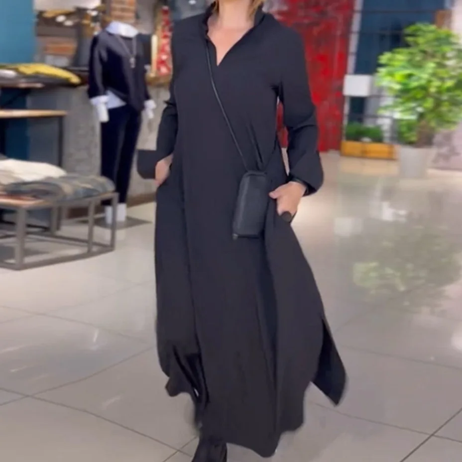 2025 Autumn Winter Solid Fashion Dress Female Elegant Long Sleeve Office Maxi Dresses Casual Women Loose Hem Pullover Robe
2025 Autumn Winter Solid Fashion Dress Female Elegant Long Sleeve Office Maxi Dresses Casual Women Loose Hem Pullover Robe 