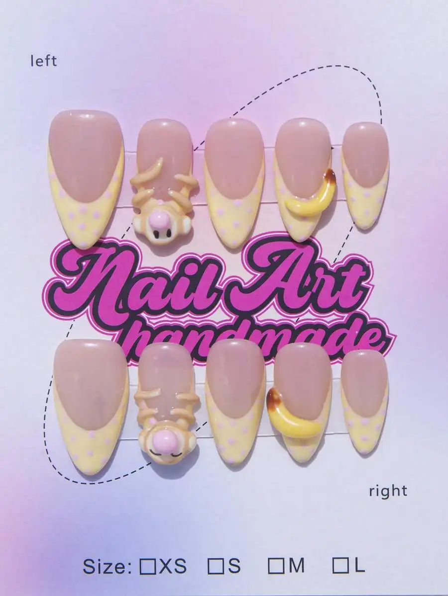 10pcs Y2K Style Almond-Shaped Nail Stickers Set - Handmade, Pink Tone Nails, Beige And Pink French Manicure, Handmade 3D Monkey
10pcs Y2K Style Almond-Shaped Nail Stickers Set - Handmade, Pink Tone Nails, Beige And Pink French Manicure, Handmade 3D Monkey