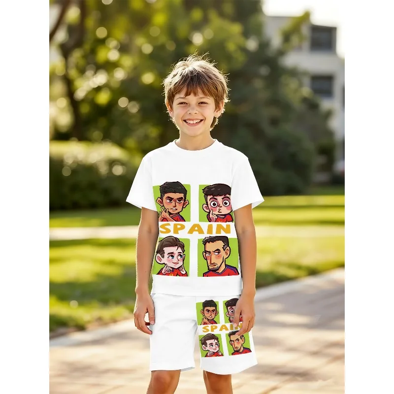 2-piece Set of Deficit Printed T-shirt and Shorts for Spanish Football Players Suitable for White Casual Wear for Children Fans
2-piece Set of Deficit Printed T-shirt and Shorts for Spanish Football Players Suitable for White Casual Wear for Children Fans