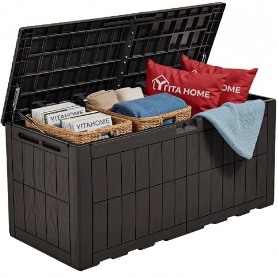 Outdoor Deck Box Waterproof Resin Storage Box with Lock Lockable Patio Furniture Bin 2-Person Bench Seating for Outdoor Cushion
Outdoor Deck Box Waterproof Resin Storage Box with Lock Lockable Patio Furniture Bin 2-Person Bench Seating for Outdoor Cushion