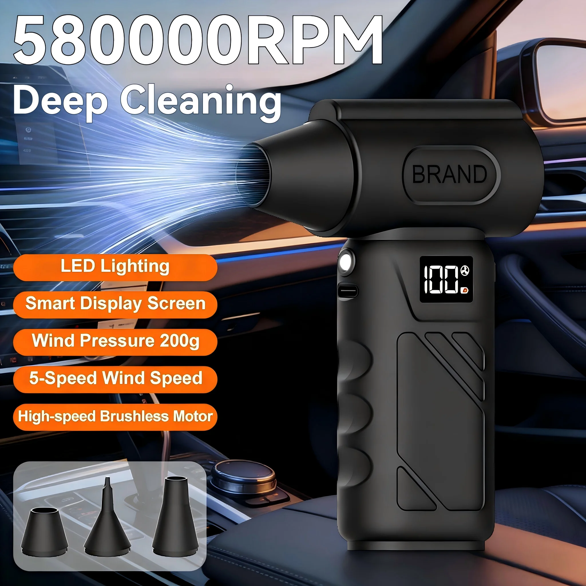 Turbo Jet Fan 580000RPM Mini Compressed Air Duster Ergonomic Grip 5-Speed LED Display Portable Electric Blower for Car Keyboard
Turbo Jet Fan 580000RPM Mini Compressed Air Duster Ergonomic Grip 5-Speed LED Display Portable Electric Blower for Car Keyboard