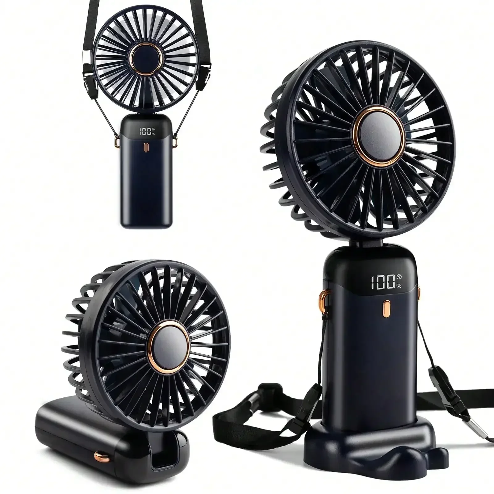 Mini Handheld Fan - 4000mAh Type-C Rechargeable, 5 Speed Adjustable, 90° Foldable & 3-In-1 (Handheld/Neck/Desk) - Digital Display, Portable Small Fan For Women, Makeup, Travel, Office
Mini Handheld Fan - 4000mAh Type-C Rechargeable, 5 Speed Adjustable, 90° Foldable & 3-In-1 (Handheld/Neck/Desk) - Digital Display, Portable Small Fan For Women, Makeup, Travel, Office