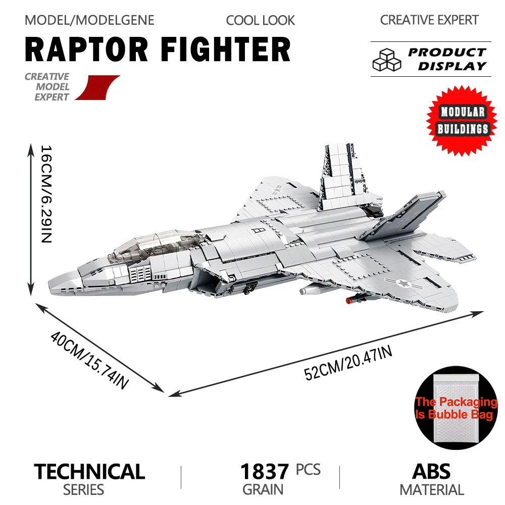 Military High-tech F-22 Raptor Fighter Building Blocks Bricks Toy Gift Stealth Aircraft Model Kit for Aviation Hobby Ornament
Military High-tech F-22 Raptor Fighter Building Blocks Bricks Toy Gift Stealth Aircraft Model Kit for Aviation Hobby Ornament