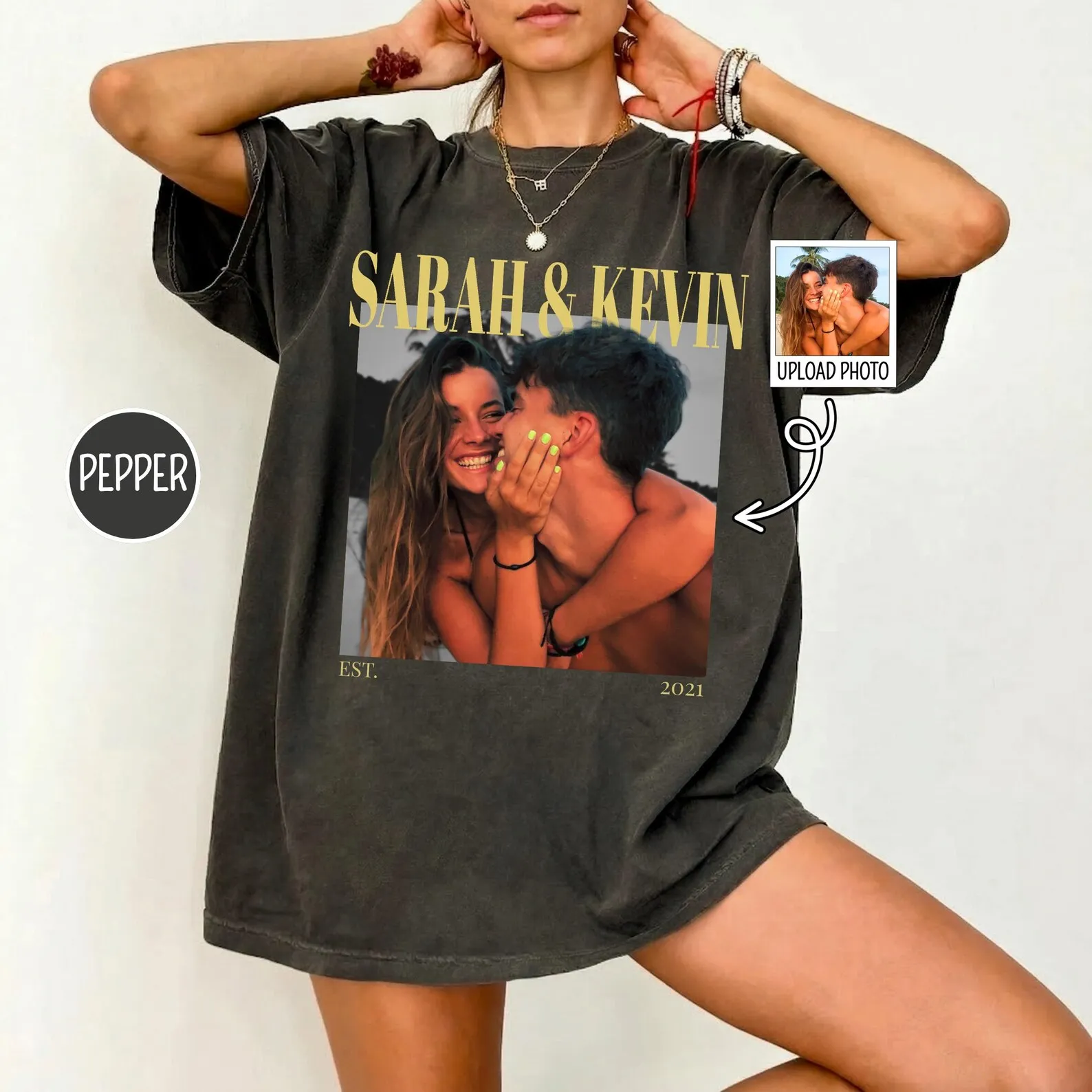 Personalized Couple Photo Name Dating Shirt Unisex Loose Tee Couple Engagement Picture Shirt Wedding Anniversary Couple Gift
Personalized Couple Photo Name Dating Shirt Unisex Loose Tee Couple Engagement Picture Shirt Wedding Anniversary Couple Gift