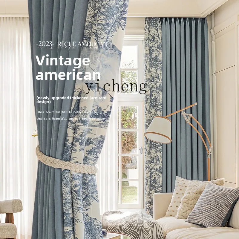 ZZ Custom Chenille Velvet Patchwork Light Luxury American High-End Custom Curtains Blue New Model Living Room Blackout Bedroom
ZZ Custom Chenille Velvet Patchwork Light Luxury American High-End Custom Curtains Blue New Model Living Room Blackout Bedroom