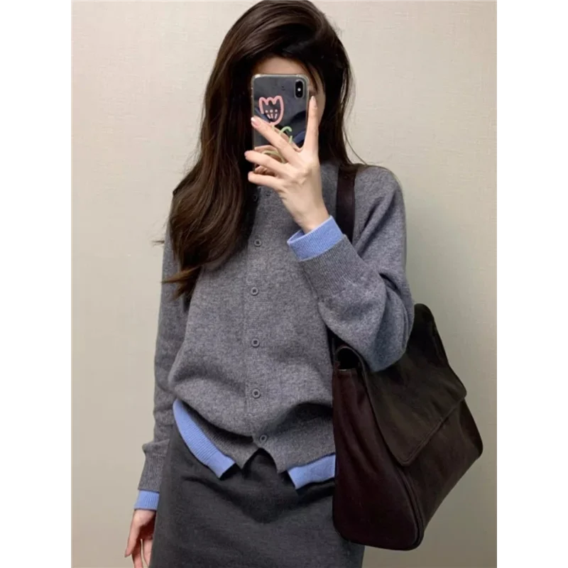 Spring Autumn Thin Outerwear Pure Color Slim round Ne Casual Knitted Open Cardigan Faion Loose Women's Sweater Jaet
Spring Autumn Thin Outerwear Pure Color Slim round Ne Casual Knitted Open Cardigan Faion Loose Women's Sweater Jaet