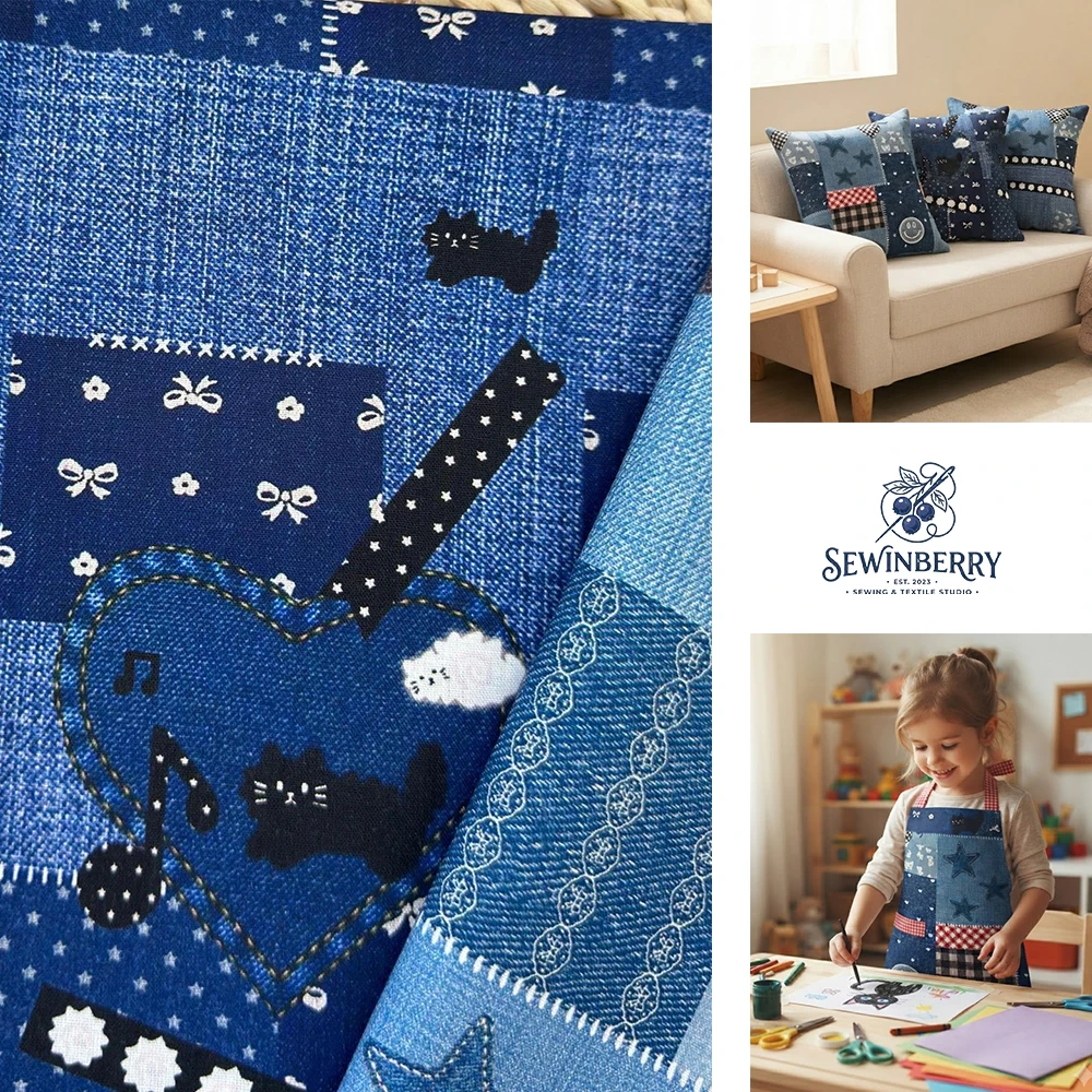 Japanese Korean Denim Patchwork Cotton Fabric Digital Print DIY Bag Material 100x110cm For Fat Quarter Patchwork Sewing
Japanese Korean Denim Patchwork Cotton Fabric Digital Print DIY Bag Material 100x110cm For Fat Quarter Patchwork Sewing
