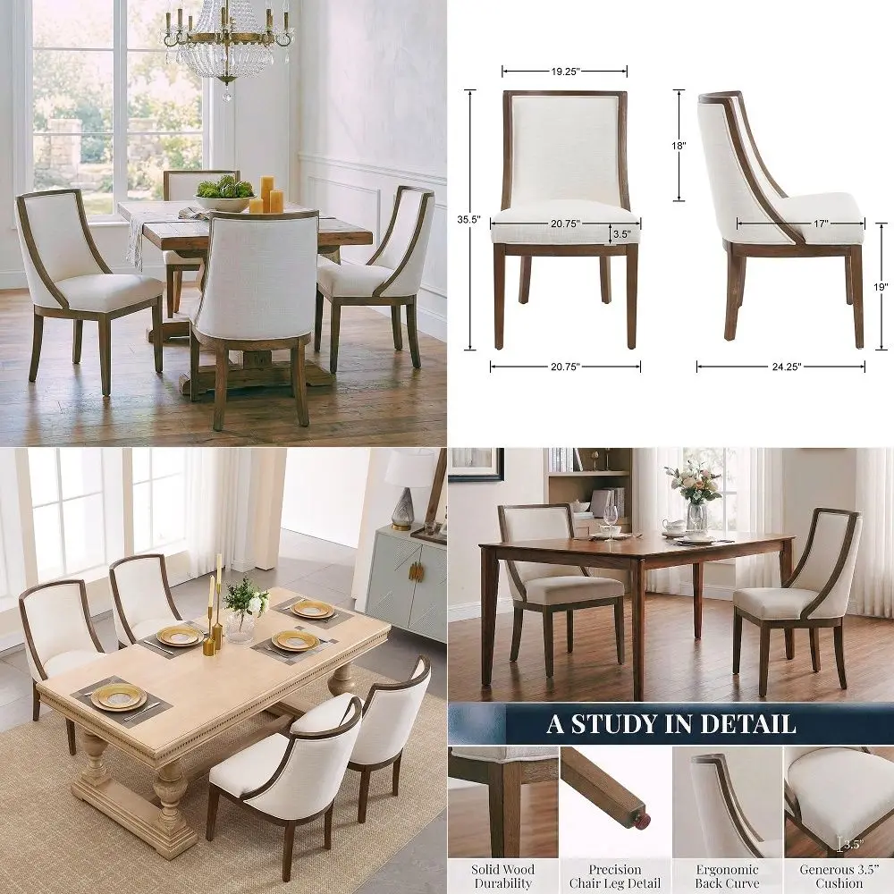 Farmhouse Dining Chairs Set of 4 Upholstered Dining Room Chairs with Curved High Back for Kitchen Restaurant Cafe Home, Walnut
Farmhouse Dining Chairs Set of 4 Upholstered Dining Room Chairs with Curved High Back for Kitchen Restaurant Cafe Home, Walnut