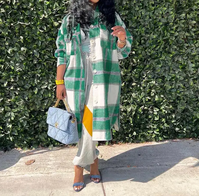 Women's Jacket 2023 Autumn Fashion Plaid Printed Casual Lapel Long Sleeve Single Breasted Pocket Design Mid-Length Jacket Coat
Women's Jacket 2023 Autumn Fashion Plaid Printed Casual Lapel Long Sleeve Single Breasted Pocket Design Mid-Length Jacket Coat