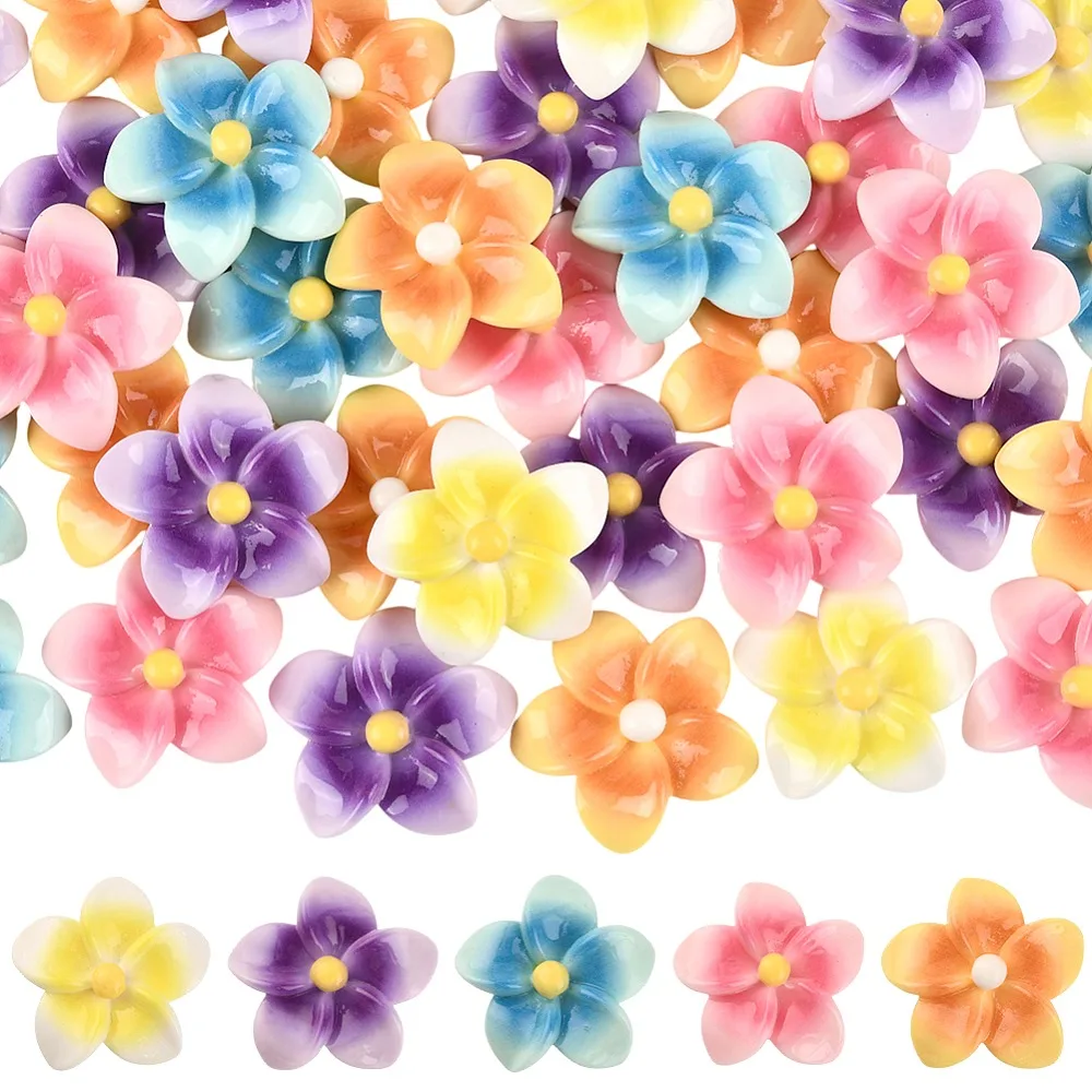 50Pcs 5 Colors Opaque Resin Cabochons Plumeria Two Tone Mixed Color 30x32x11.5mm 10pcs/color
50Pcs 5 Colors Opaque Resin Cabochons Plumeria Two Tone Mixed Color 30x32x11.5mm 10pcs/color