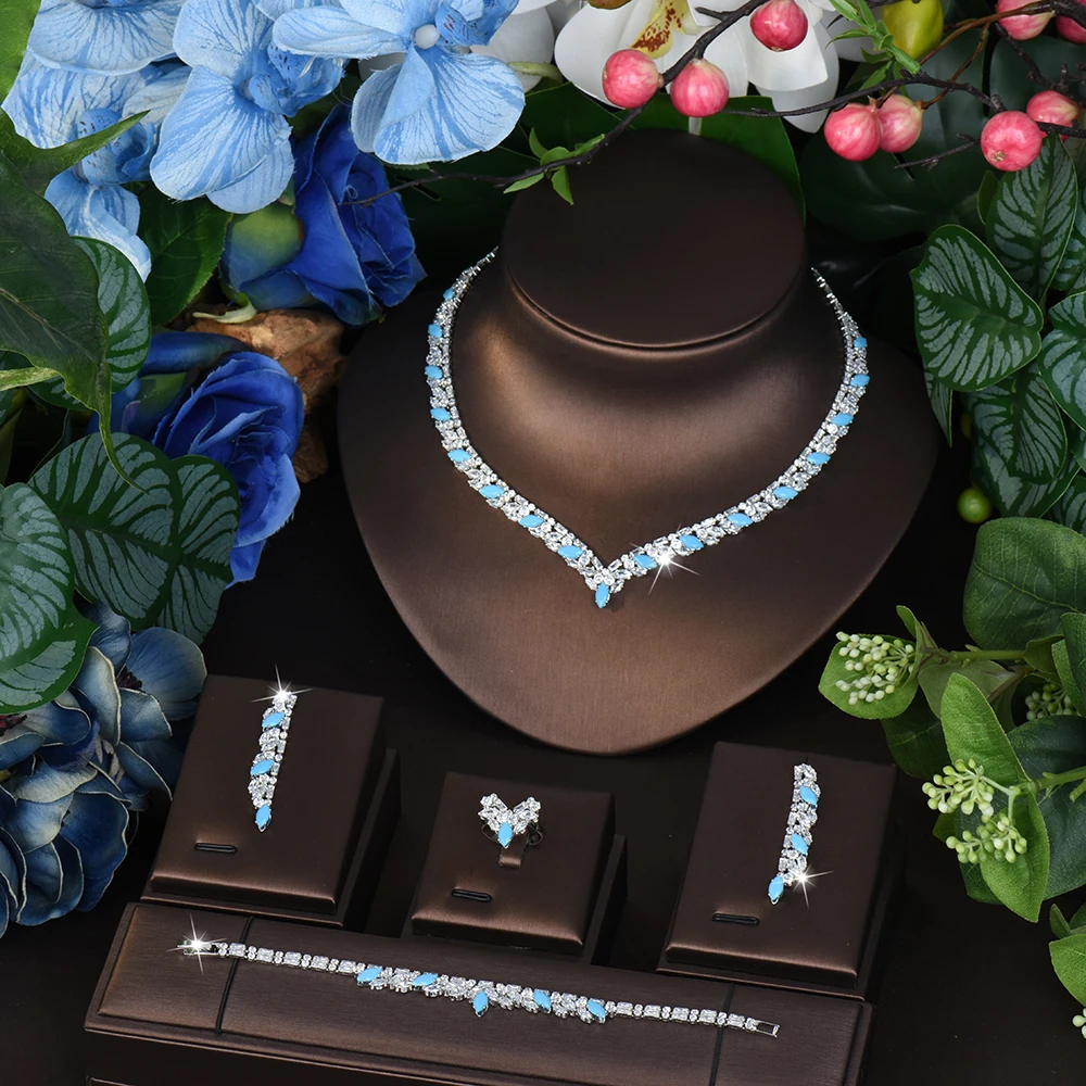 HIBRIDE New Luxury Simple Matthew Necklace Earrings 4 Pieces Women's Clothing Jewelry for Wedding Bridal Gifts Prom S-841
HIBRIDE New Luxury Simple Matthew Necklace Earrings 4 Pieces Women's Clothing Jewelry for Wedding Bridal Gifts Prom S-841