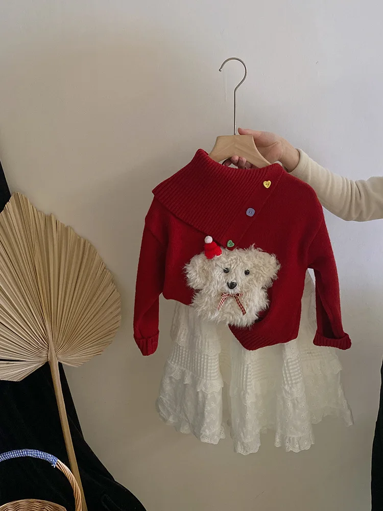 Girls' Sweet Cartoon Dog Niche Turn-down Collar Sweater2025Spring New Fashion Cake Skirt Set Trendy
Girls' Sweet Cartoon Dog Niche Turn-down Collar Sweater2025Spring New Fashion Cake Skirt Set Trendy