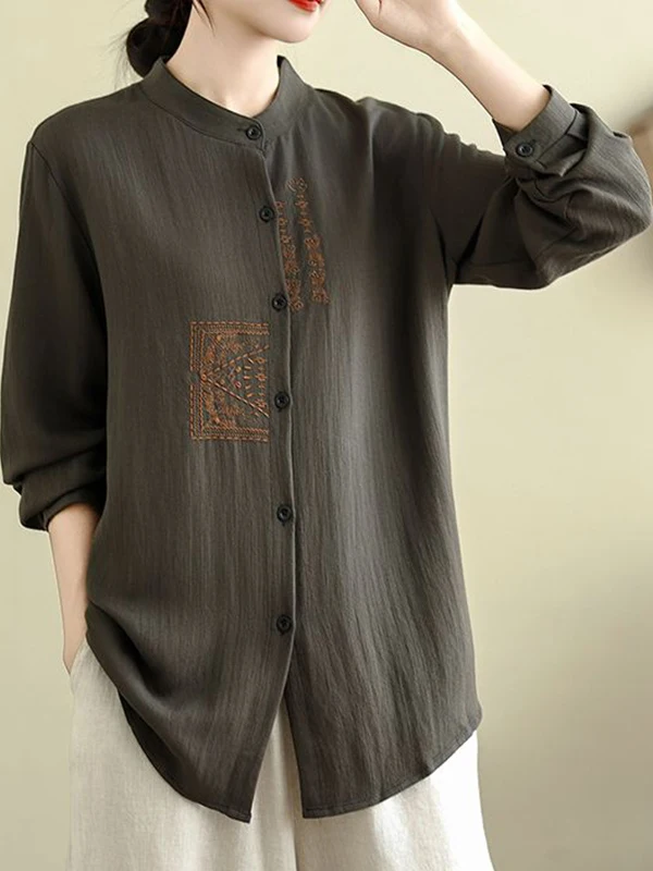 Loose Fit Long Sleeve Cotton Linen Shirt Embroidered Large Size Retro Chinese Style Women's Top Casual Artistic Style Shirt
Loose Fit Long Sleeve Cotton Linen Shirt Embroidered Large Size Retro Chinese Style Women's Top Casual Artistic Style Shirt